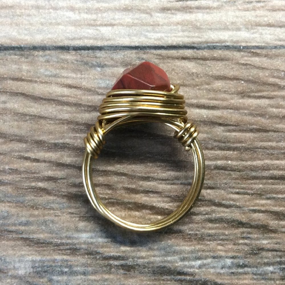 Red Jasper ring - 14k gold filled, Red gemstone ring